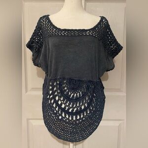 Free People Women’s Blue Crochet Top Size XS/S